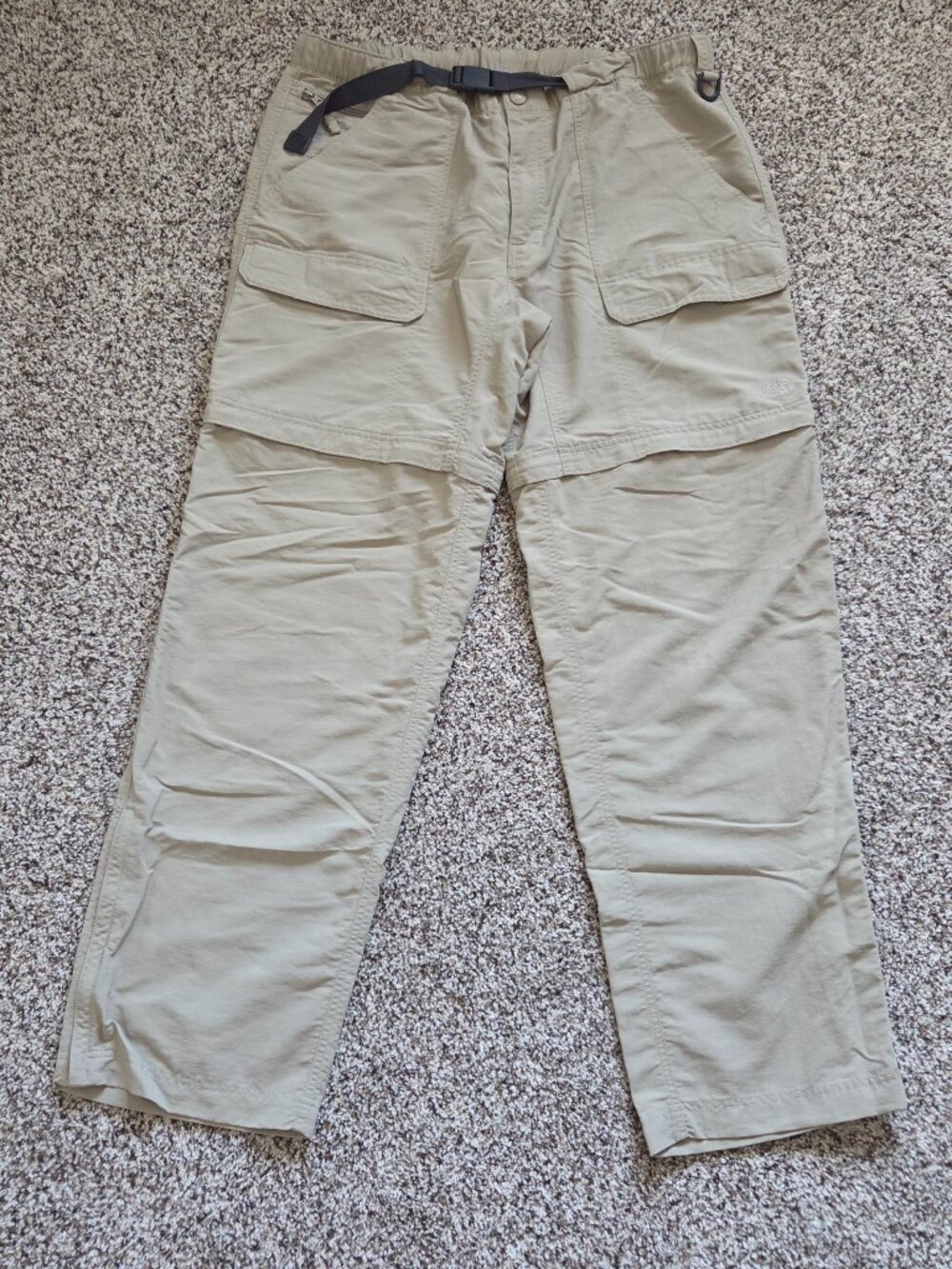 The North Face Mens XL Convertible Nylon Pant Beige Performance Belted Hiking